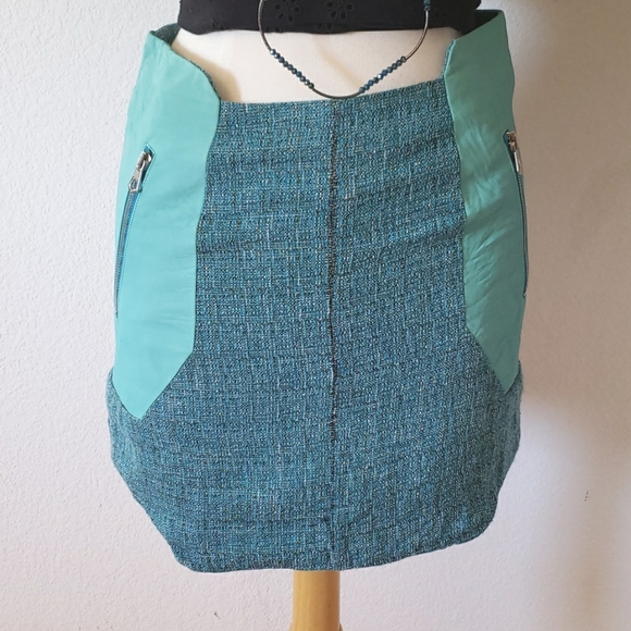 Rag & Bone Linen Tweed & Leather Mini Skirt Size 4 - Picture 13 of 15